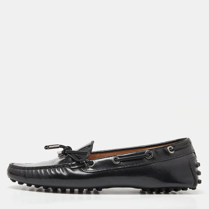 Tod's Black Patent Leather Slip On Loafers Size 36