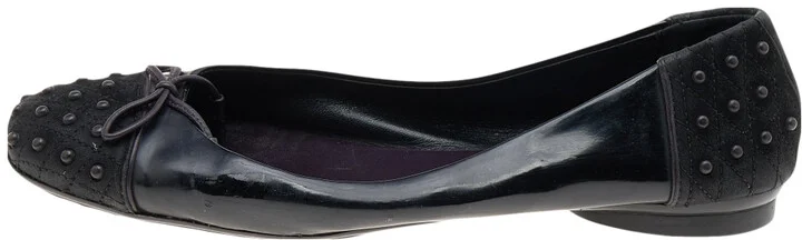 Tod's Black Suede And Leather Bow Flats Size 37