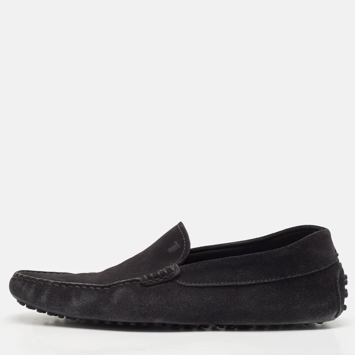 Tod's Black Suede Bow Slip On Loafers Size 41.5