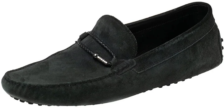 Tod's Black Suede Braided Bit Loafers Size 44.5