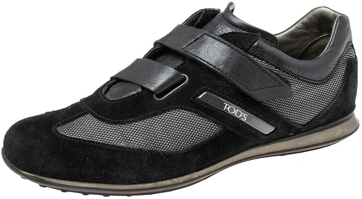 Tod's Black Suede Leather and Nylon Low-Top Sneakers Size 42