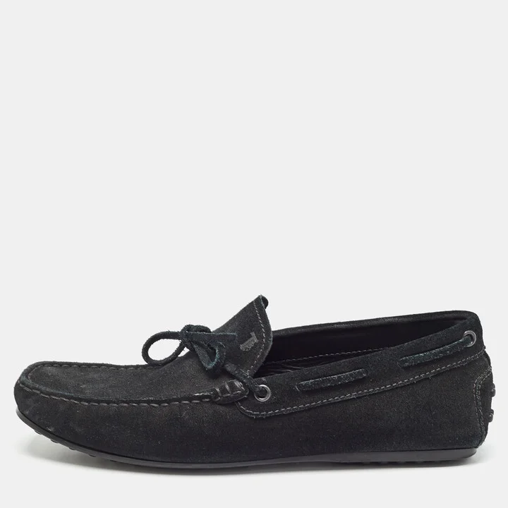 Tod's Black Suede Slip On Loafers Size 39.5