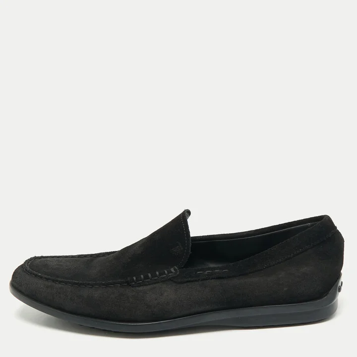 Tod's Black Suede Slip On Loafers Size 42