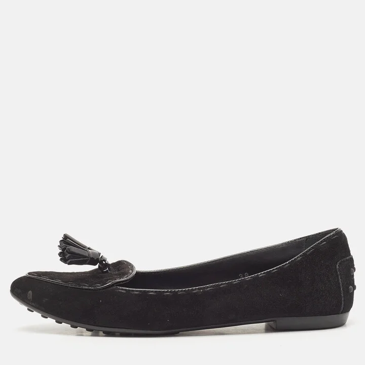 Tod's Black Suede Smoking Slippers Size 38