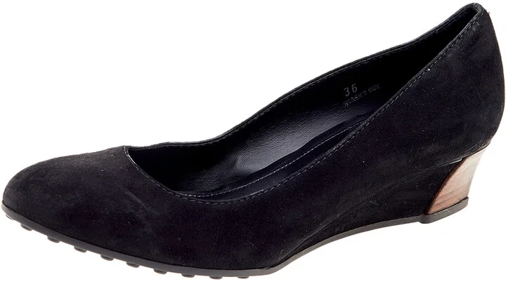 Tod's Black Suede Wedge Pumps Size 36