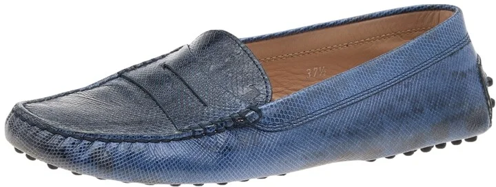 Tod's Blue Karung Gommino Slip On Loafers Size 37.5