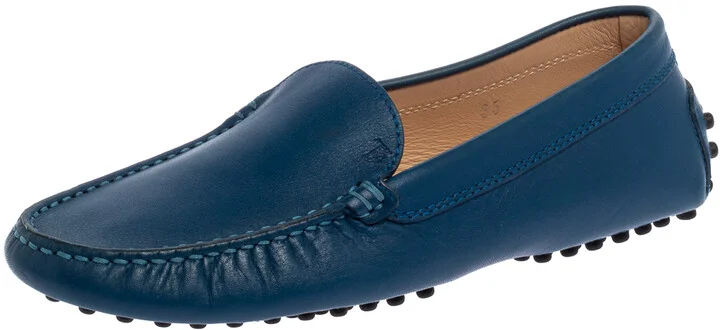 Tod's Blue Leather Slip On Loafers Size 35