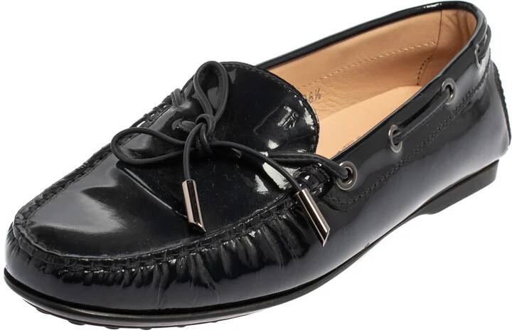 Tod's Blue Patent Leather City Gommino Driving Loafers Size 36.5