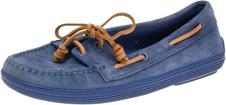 Tod's Blue Suede Lace Up Boat Loafers Size 38