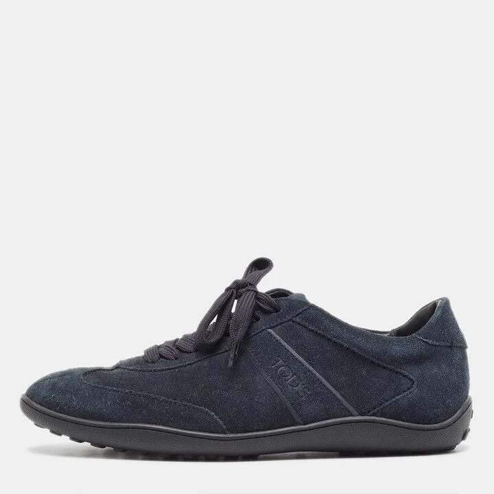 Tods Blue Suede Low Top Sneakers Size 39.5