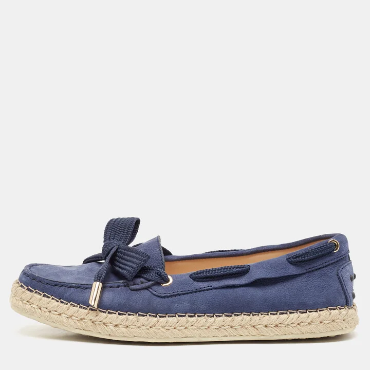 Tod's Blue Suede Slip On Espadrille Loafers Size 39