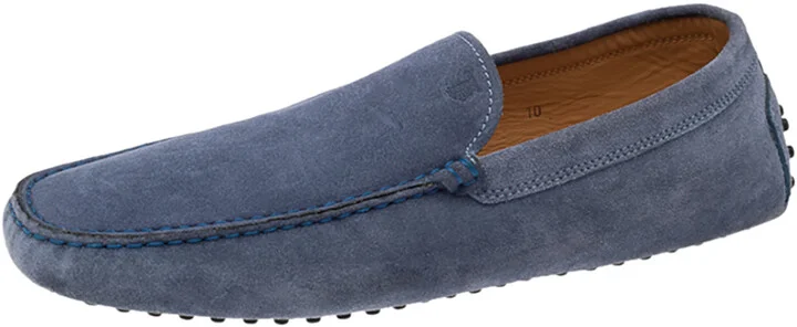 Tod's Blue Suede Slip On Loafers Size 44.5