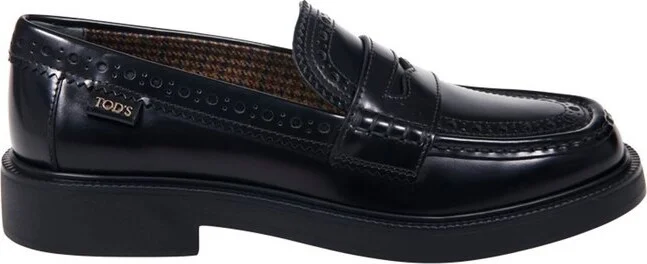 Tod's Brogue-Trim Almond Toe Loafers