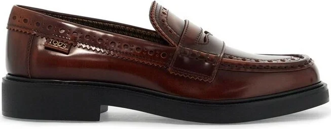 Tod's Brogue-Trim Almond Toe Loafers