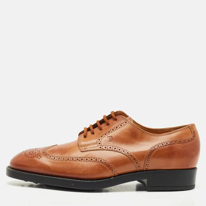 Tod's Brown Brogue Leather Lace Up Derby Size 48
