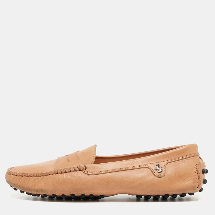 Tod's Brown Leather Ferrari Loafers Size 37