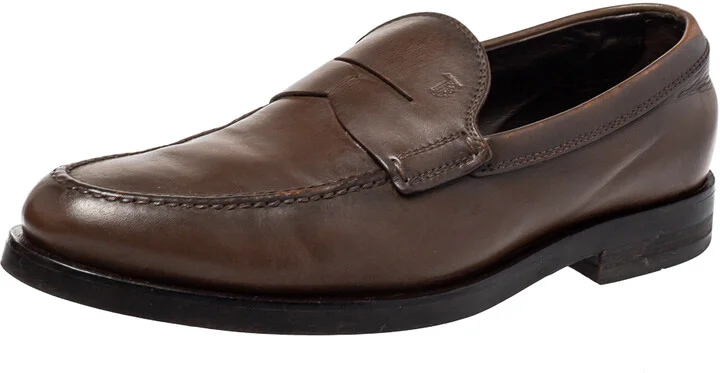 Tod's Brown Leather Penny Slip On Loafers Size 39.5