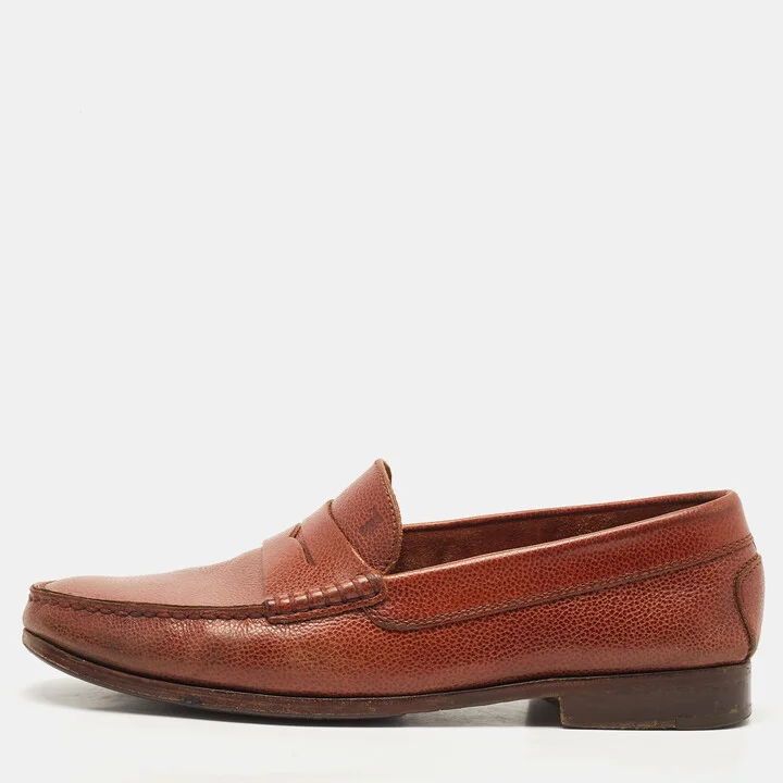 Tod's Brown Leather Penny Slip On Loafers Size 41.5