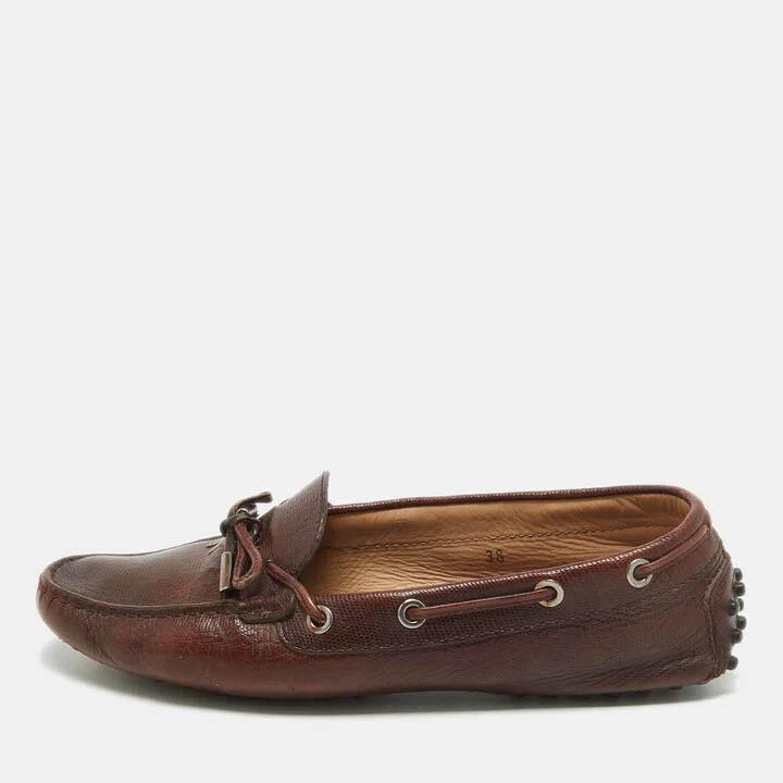 Tod's Brown Leather Slip On Loafers Size 38