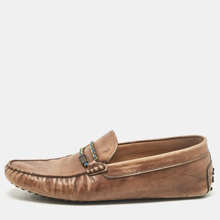Tod's Brown Leather Slip On Loafers Size 42.5