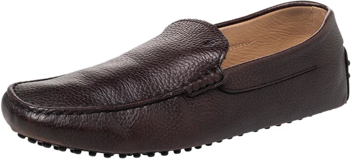 Tods Brown Leather Slip on Loafers Size 42