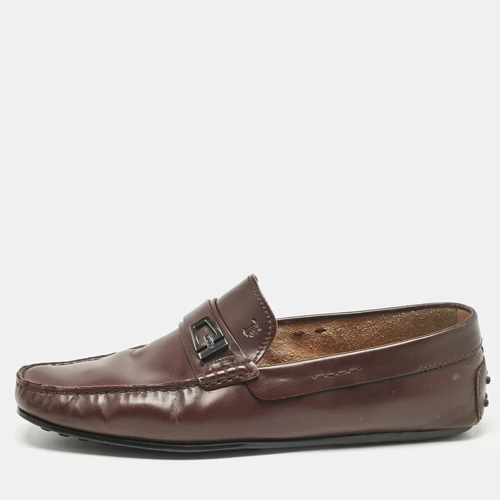 Tod's Brown Leather Slip On Loafers Size 43