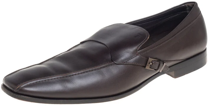 Tods Brown Leather Slip On Loafers Size 45.5