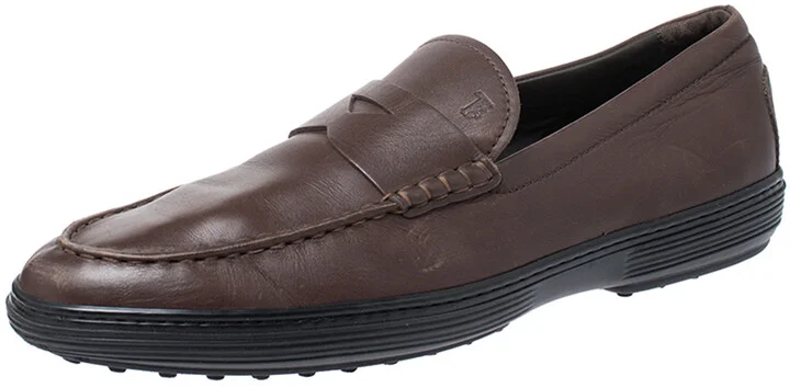 Tod's Brown Leather Slip On Penny Loafers Size 44