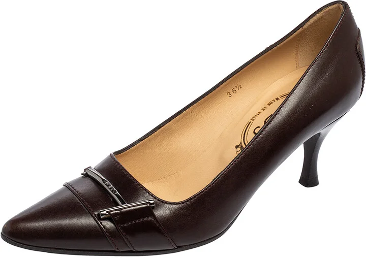 Tod's Brown Patent Leather Pointed Toe Pumps Size 36.5