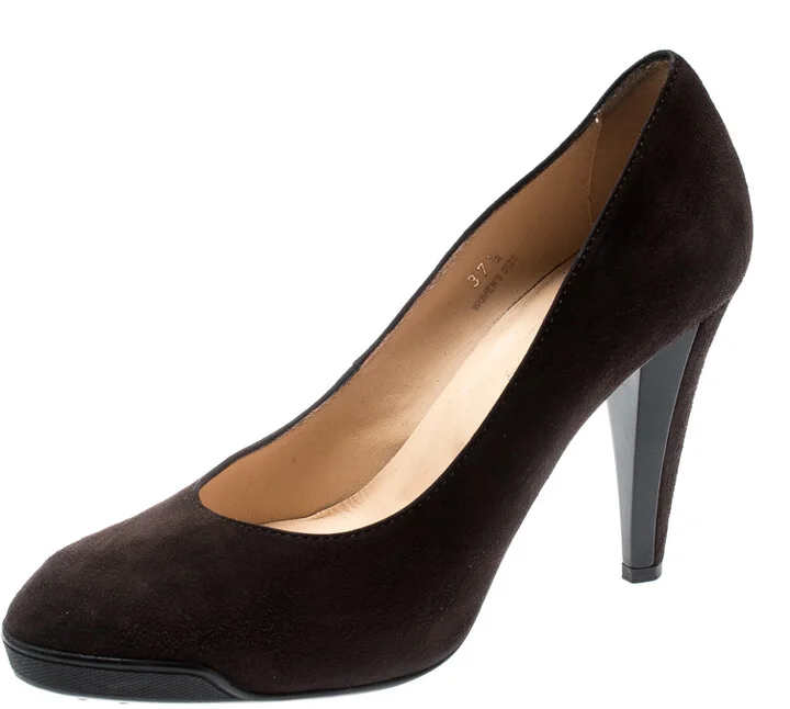 Tod's Brown Suede And Leather Almond Toe Pumps Size 37.5