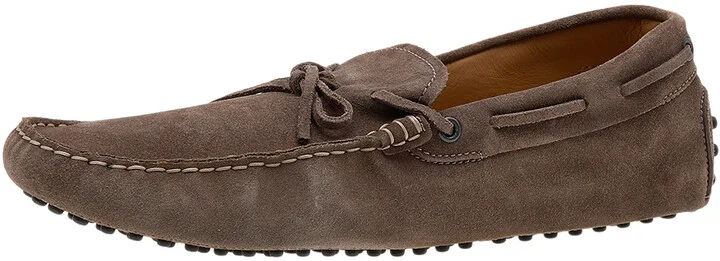 Tod's Brown Suede Bow Slip On Loafers Size 43