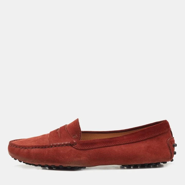 Tod's Brown Suede Penny Slip On Loafers Size 41
