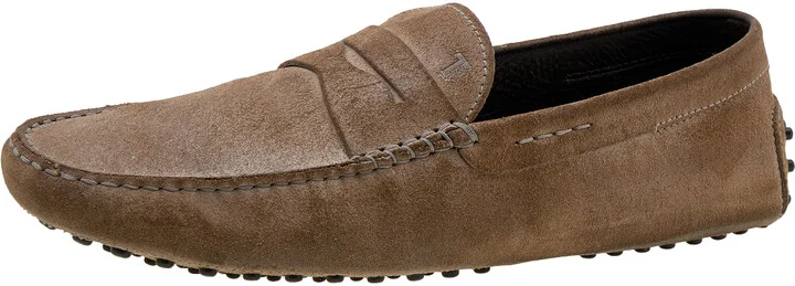 Tod's Brown Suede Penny Slip On Loafers Size 45.5