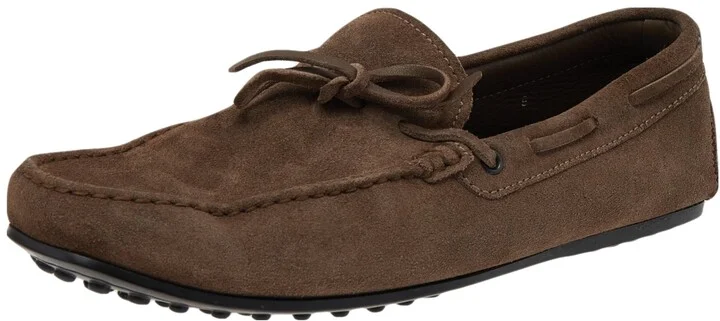Tods Brown Suede Slip on Loafers Size 43