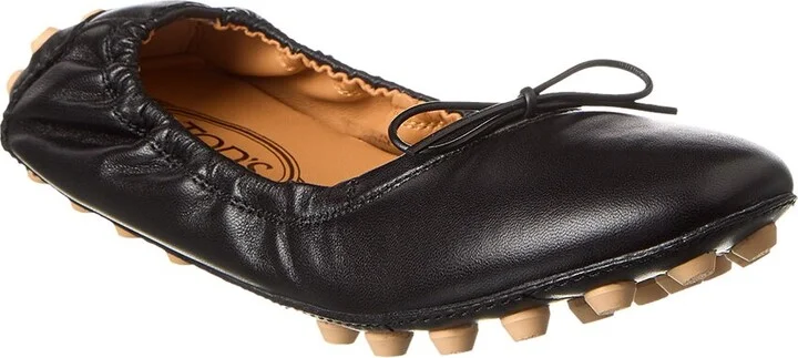 Tods Bubble Leather Ballerina Flat