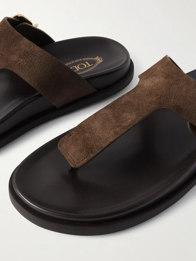 Tod's - Buckled Suede Sandals - Brown - Image 4