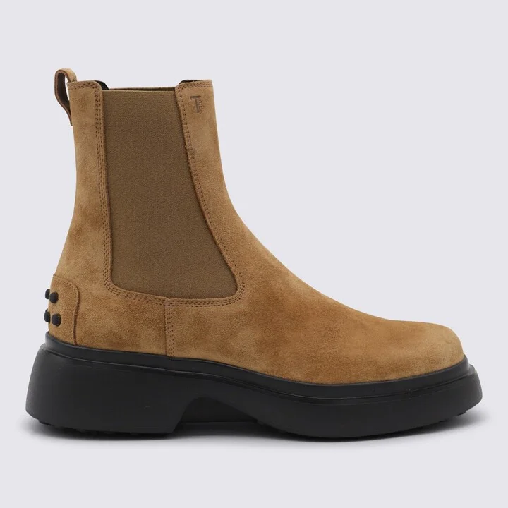 Tod'S Camel Suede And Leather Boots