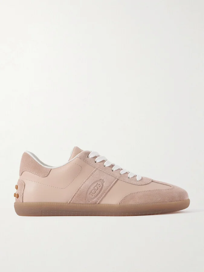Tod's - Cassetta Suede-trimmed Leather Sneakers - Neutrals