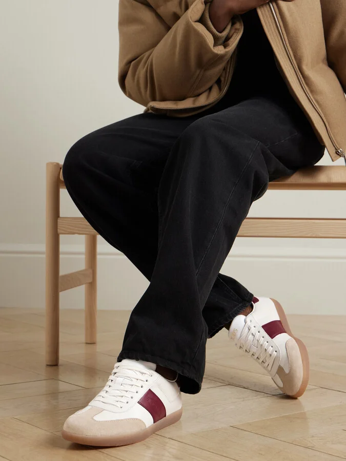 Tod's - Cassetta Suede-trimmed Leather Sneakers - White - Image 2