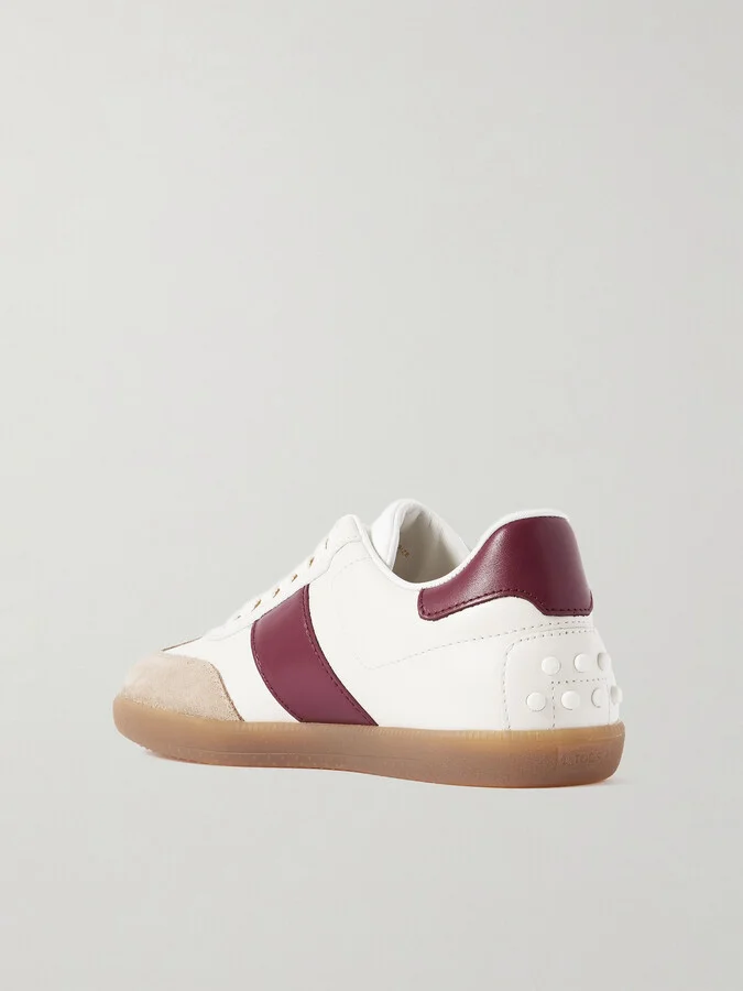 Tod's - Cassetta Suede-trimmed Leather Sneakers - White - Image 3