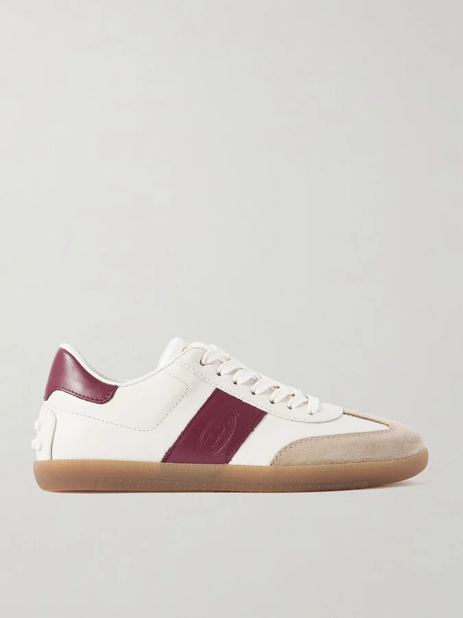 Tod's - Cassetta Suede-trimmed Leather Sneakers - White