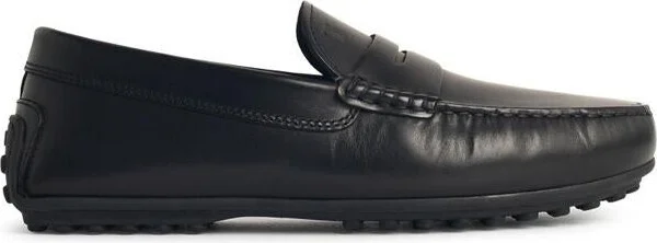 Tod'S 'City Gommino' Black Leather Loafers