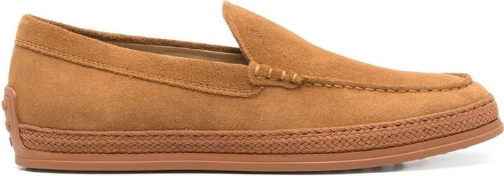 Tod'S Cord Weaving Slip-On Suede Loafers Shoes