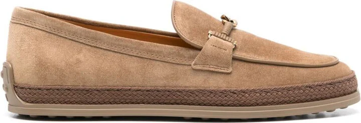 Tod'S Cord Weaving T Ring Suede Loafers Shoes