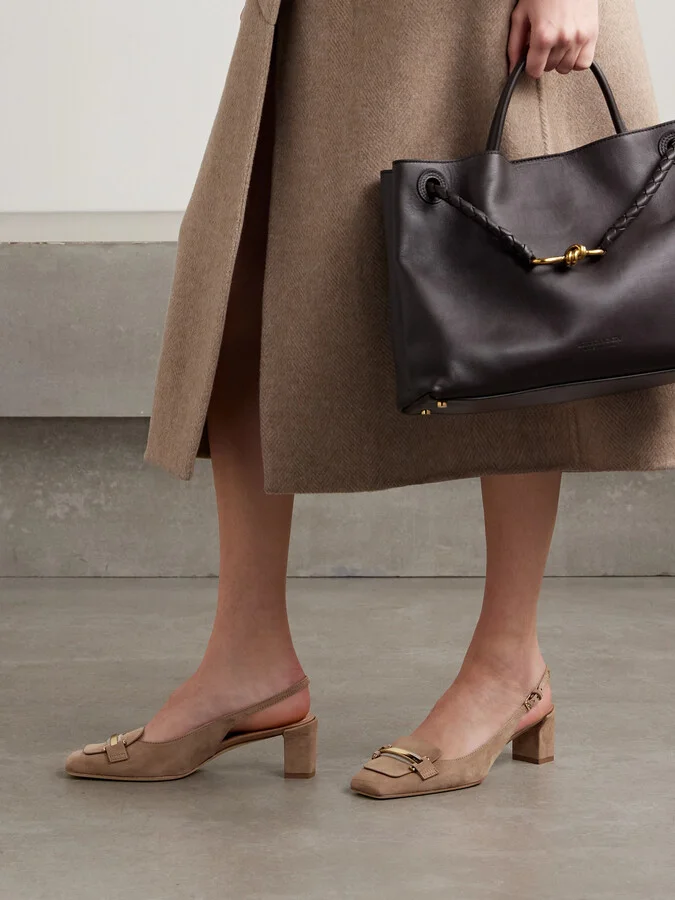 Tod's - Cuoio Embellished Suede Pumps - Brown - Image 2