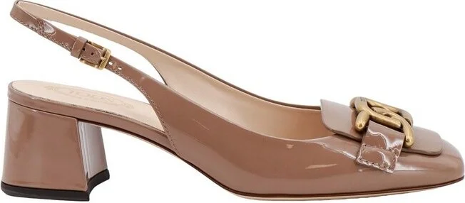 Tod's Cuoio Square Toe Logo-Engraved Pumps