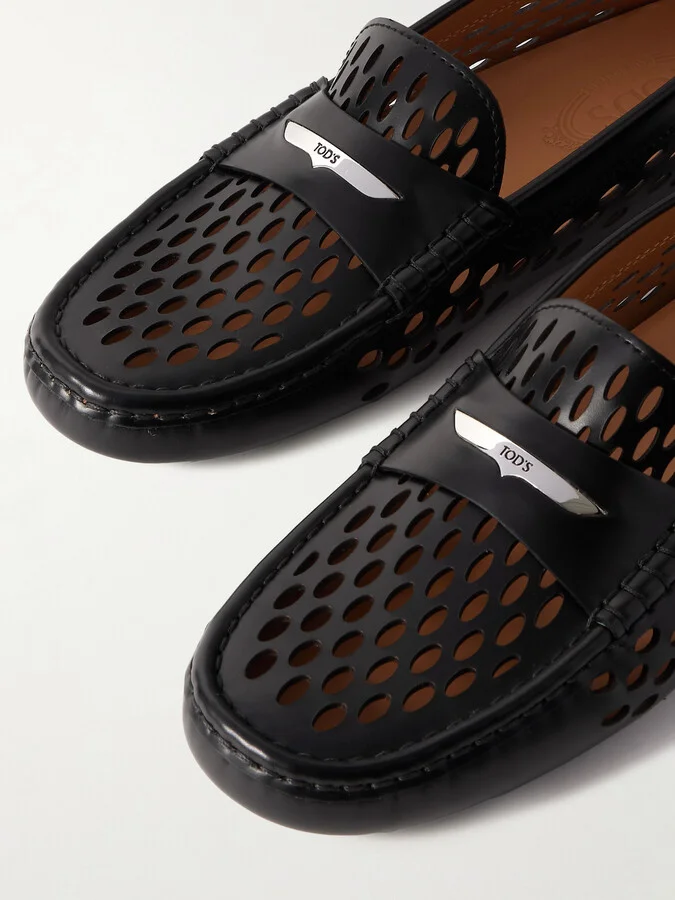 Tod's - Cutout Leather Loafers - Black - Image 4