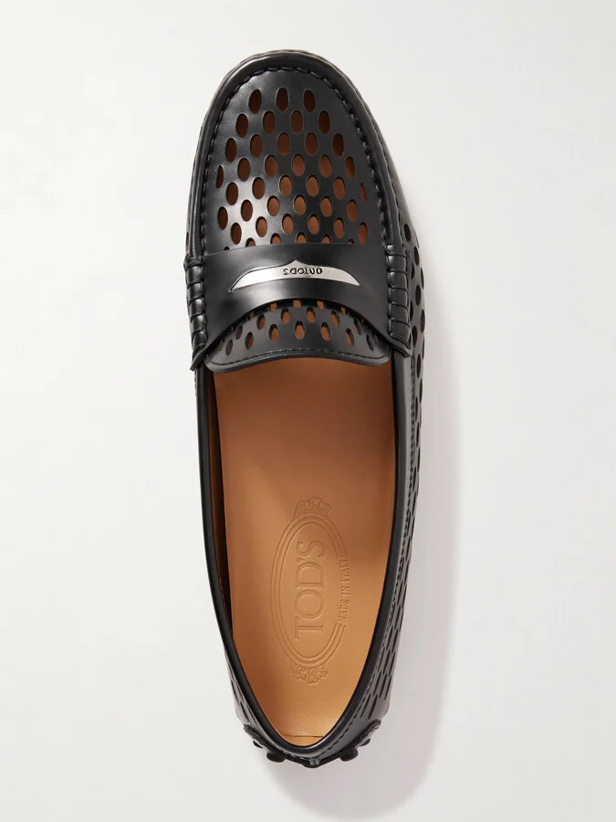 Tod's - Cutout Leather Loafers - Black - Image 5