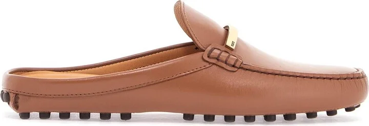 TOD'S dark brown calfskin slip-on with metal detail