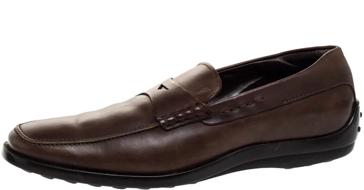 Tod's Dark Brown Leather Penny Loafers Size 42